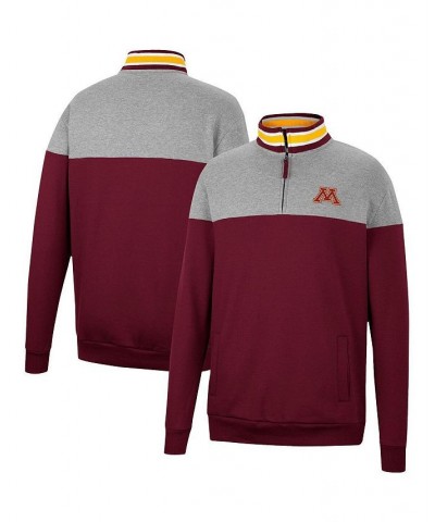 Men's Maroon, Heather Gray Minnesota Golden Gophers Be the Ball Quarter-Zip Top $28.00 Sweatshirt