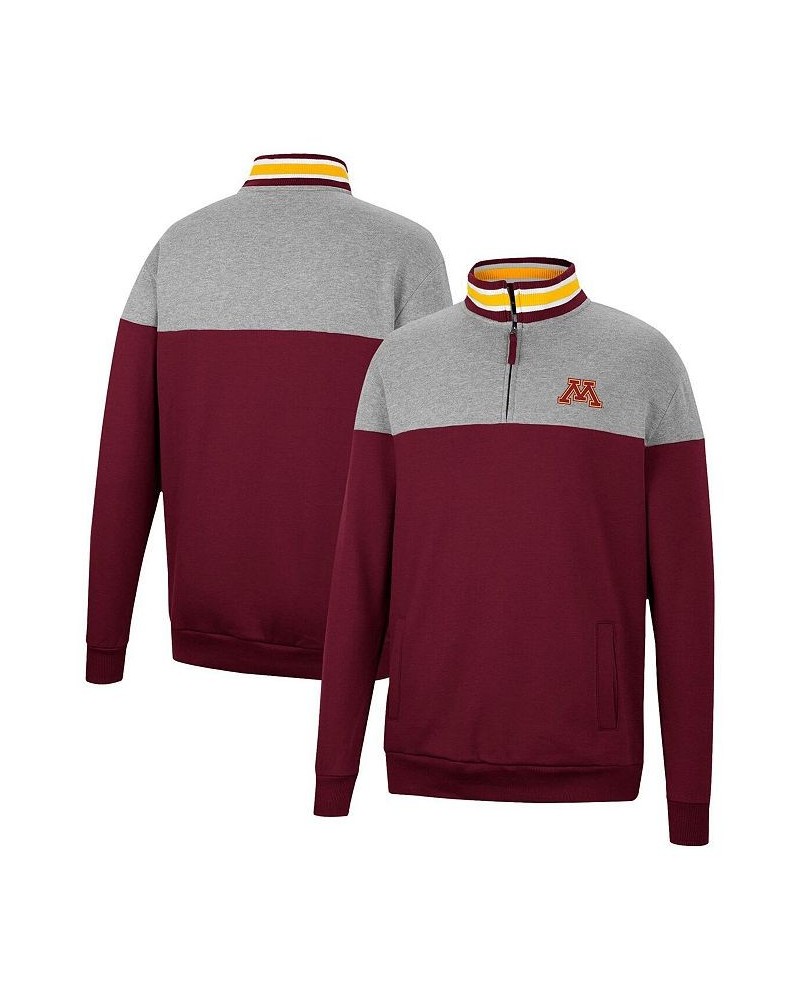 Men's Maroon, Heather Gray Minnesota Golden Gophers Be the Ball Quarter-Zip Top $28.00 Sweatshirt