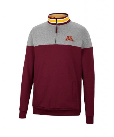 Men's Maroon, Heather Gray Minnesota Golden Gophers Be the Ball Quarter-Zip Top $28.00 Sweatshirt