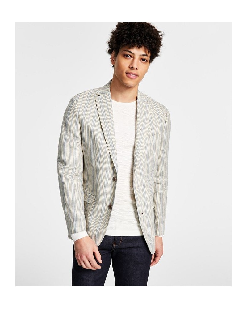 Men's Slim-Fit Striped Suit Jacket White $57.00 Suits