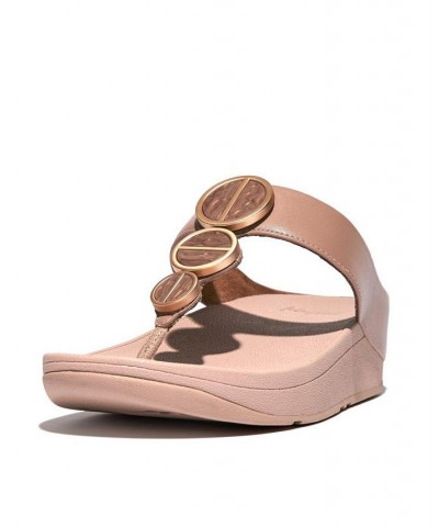 Women's Halo Metallic Trim Toe Post Sandals PD03 $37.40 Shoes