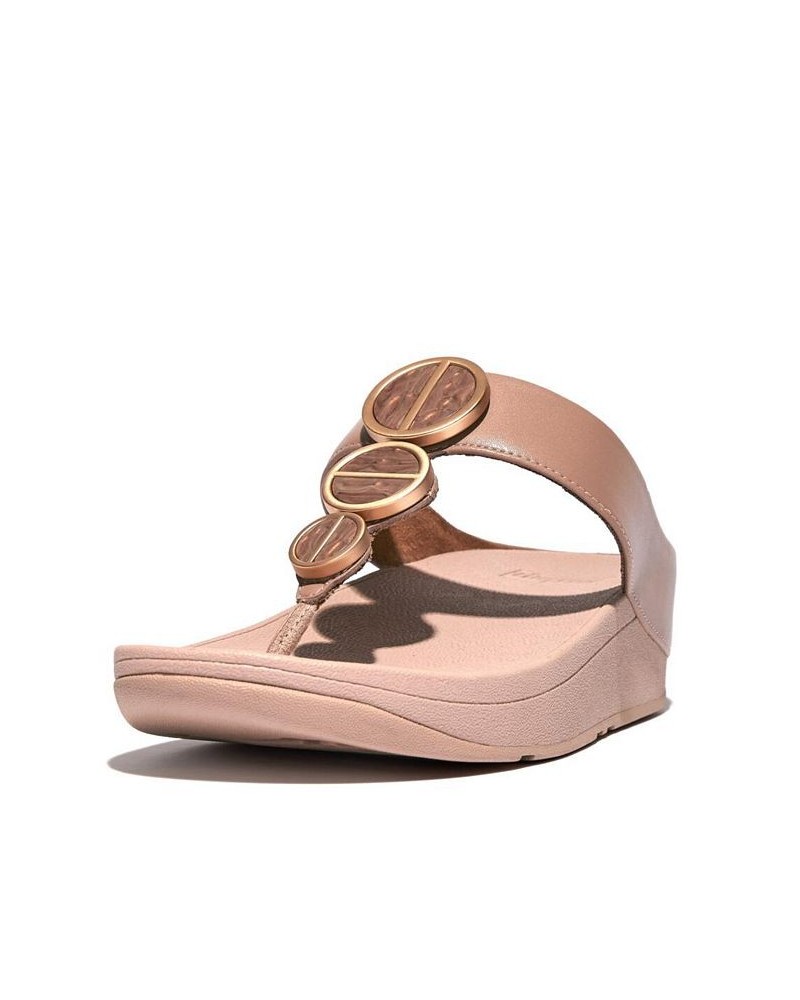 Women's Halo Metallic Trim Toe Post Sandals PD03 $37.40 Shoes