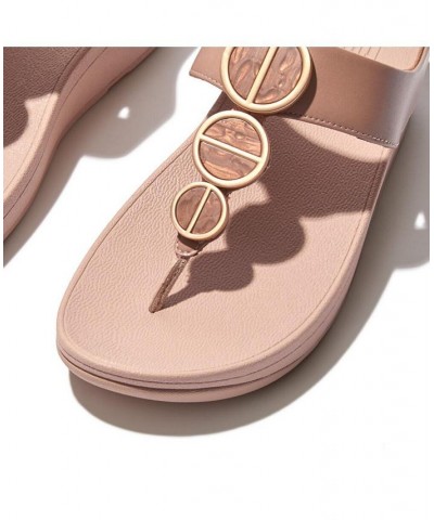 Women's Halo Metallic Trim Toe Post Sandals PD03 $37.40 Shoes