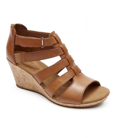 Women's Briah Gladiator Wedge Sandals Brown $61.60 Shoes