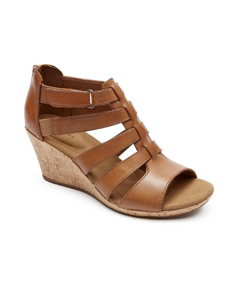 Women's Briah Gladiator Wedge Sandals Brown $61.60 Shoes