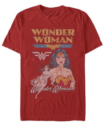 Men's Wonder Woman Vintage-Inspired Wonder Short Sleeve T-shirt Red $17.15 T-Shirts