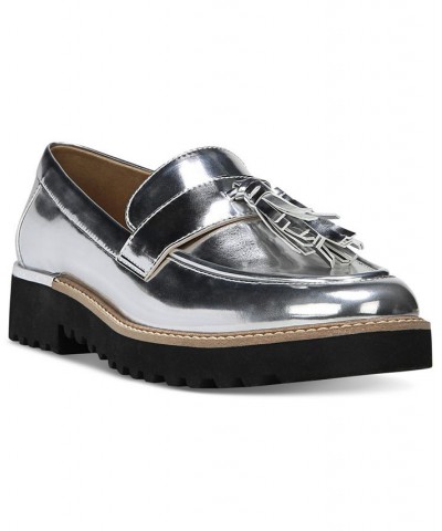 Carolynn Lug Sole Loafers Silver $45.89 Shoes