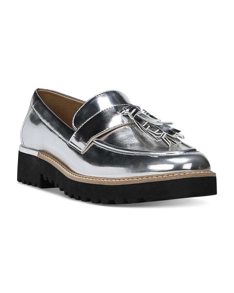 Carolynn Lug Sole Loafers Silver $45.89 Shoes