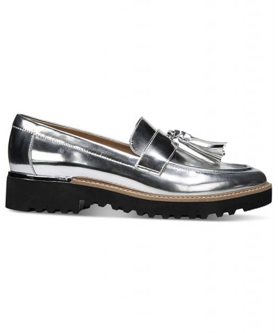 Carolynn Lug Sole Loafers Silver $45.89 Shoes