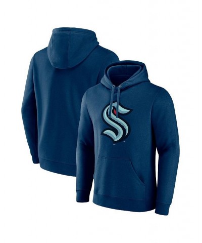 Men's Branded Deep Sea Blue Seattle Kraken Primary Logo Pullover Hoodie $24.94 Sweatshirt