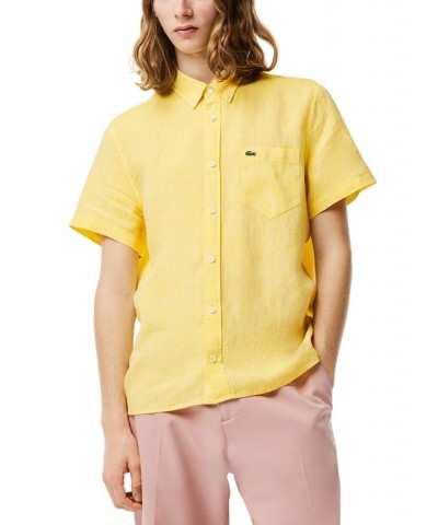 Men's Regular-Fit Logo Linen Shirt Yellow $51.15 Shirts