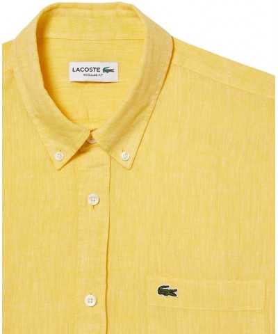 Men's Regular-Fit Logo Linen Shirt Yellow $51.15 Shirts