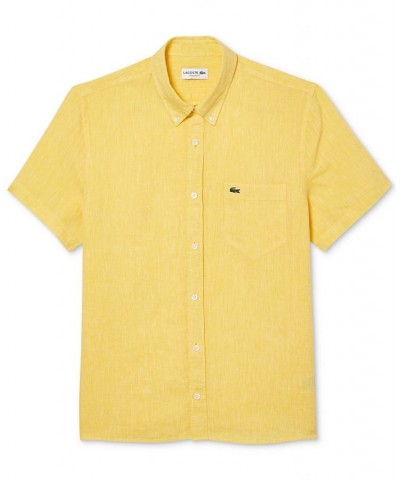 Men's Regular-Fit Logo Linen Shirt Yellow $51.15 Shirts