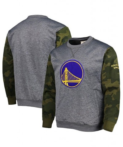 Men's Branded Heather Charcoal Golden State Warriors Camo Stitched Sweatshirt $31.50 Sweatshirt