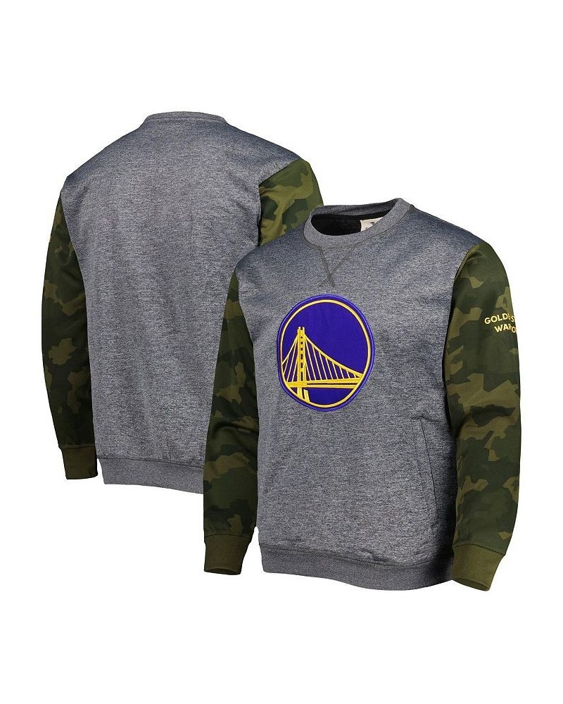 Men's Branded Heather Charcoal Golden State Warriors Camo Stitched Sweatshirt $31.50 Sweatshirt