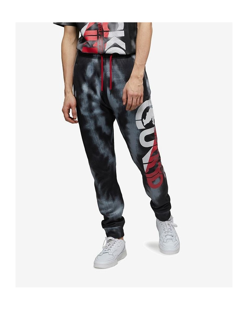 Men's Big and Tall Tie-Dye Star Burst Fleece Joggers White $35.36 Pants