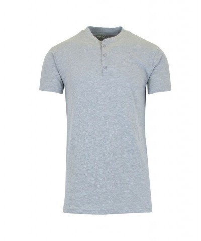 Men's Henley Slub T-shirt Gray $16.80 T-Shirts