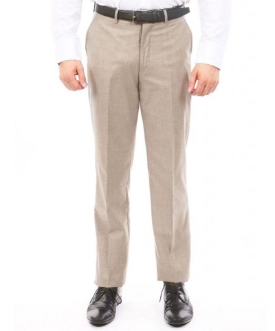 Men's Slim-Fit Flat Front Stretch Dress Pants Tan $21.62 Pants