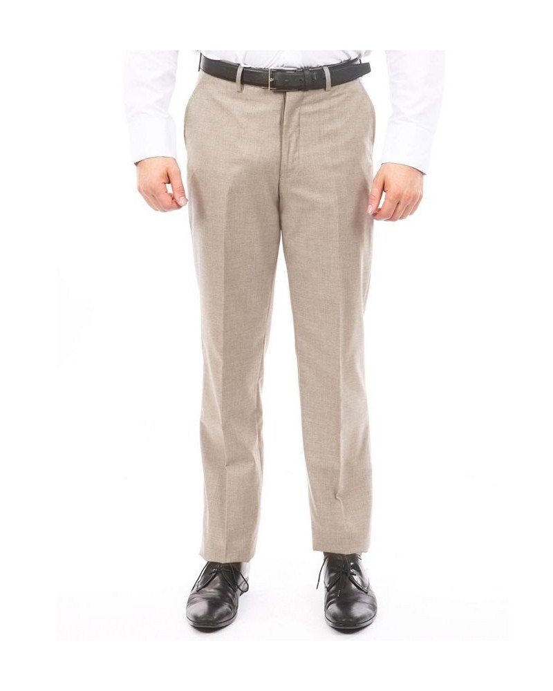 Men's Slim-Fit Flat Front Stretch Dress Pants Tan $21.62 Pants