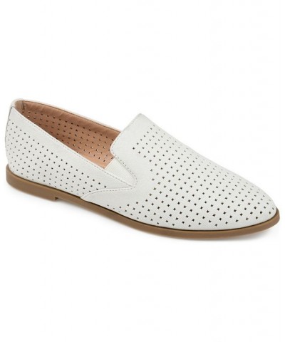 Women's Lucie Perforated Loafers White $42.30 Shoes