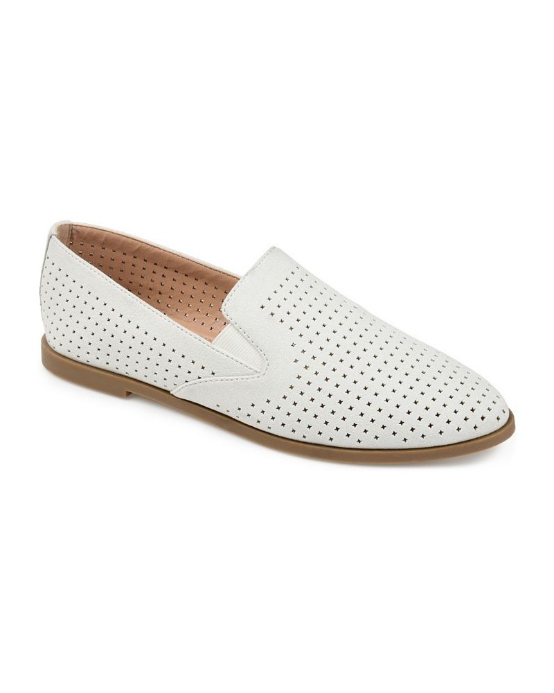 Women's Lucie Perforated Loafers White $42.30 Shoes