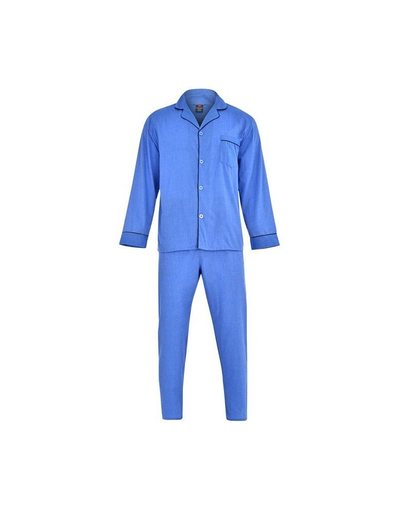 Hanes Men's Cvc Broadcloth Pajama Set Medium Blue $15.60 Pajama