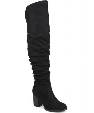 Women's Kaison Wide Calf Boots Black $64.40 Shoes