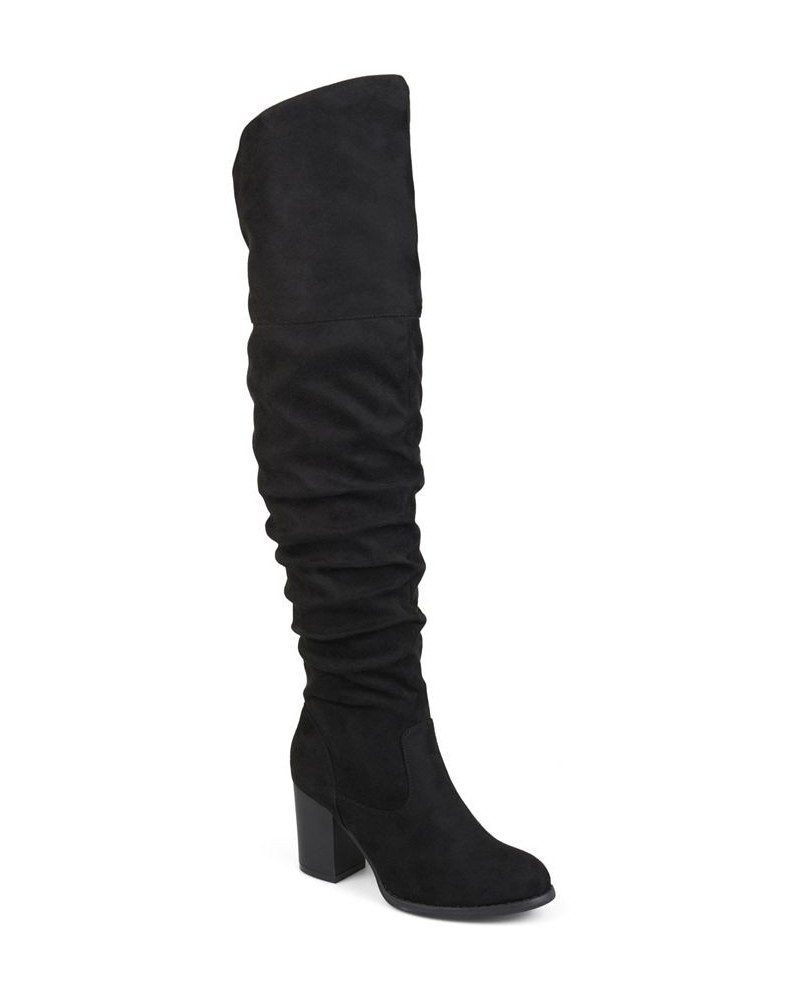 Women's Kaison Wide Calf Boots Black $64.40 Shoes