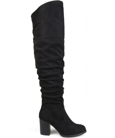 Women's Kaison Wide Calf Boots Black $64.40 Shoes