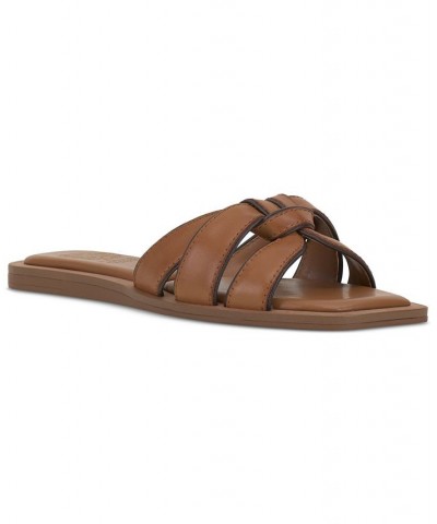 Barcellen Knotted Slide Sandals Brown $47.96 Shoes