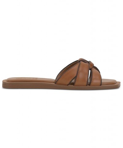 Barcellen Knotted Slide Sandals Brown $47.96 Shoes