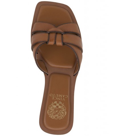 Barcellen Knotted Slide Sandals Brown $47.96 Shoes