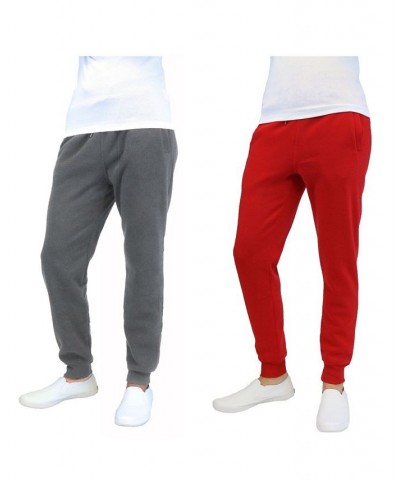 Men's 2-Packs Slim-Fit Fleece Jogger Sweatpants Charcoal/Red $27.60 Pants