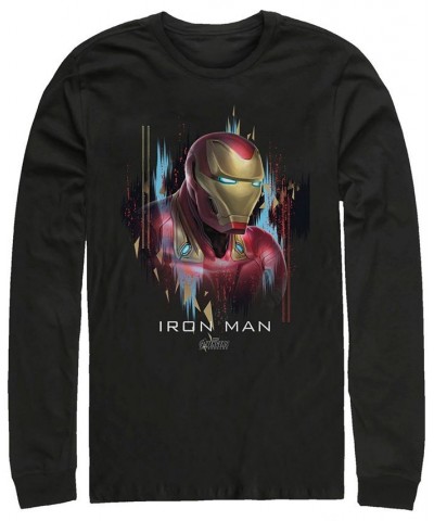 Marvel Men's Avengers Endgame Iron Man Side View Portrait, Long Sleeve T-shirt Black $18.00 T-Shirts