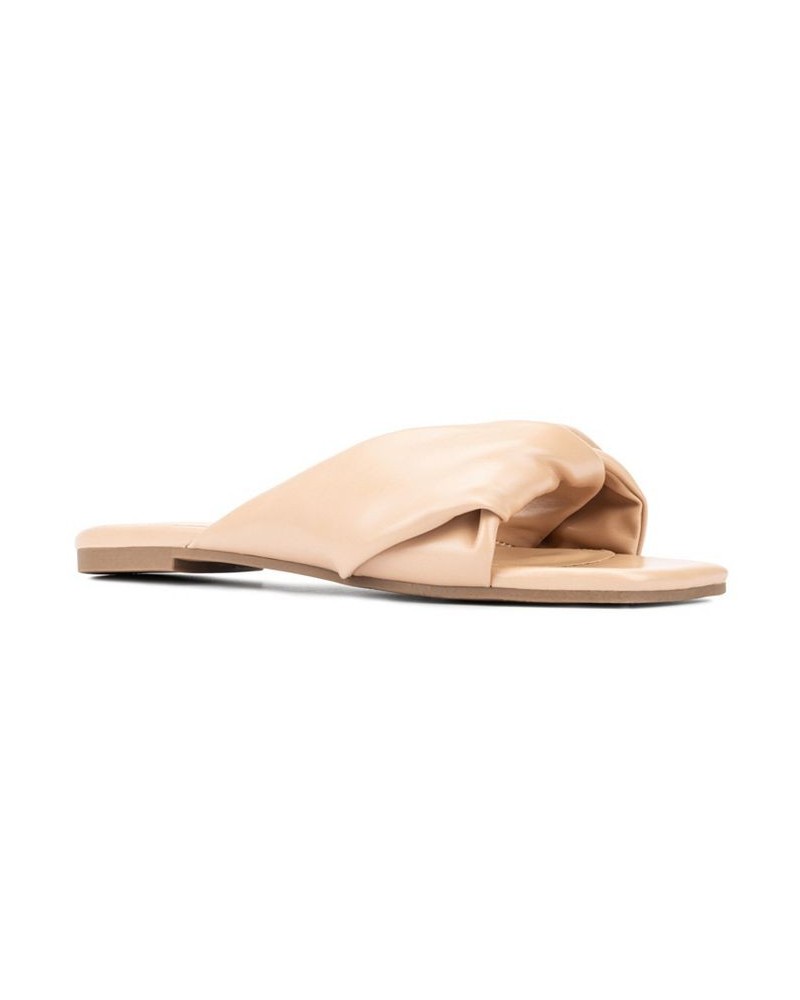 Women's Pamela Wide Width Flats Tan/Beige $36.28 Shoes