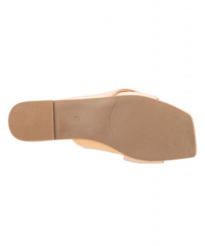 Women's Pamela Wide Width Flats Tan/Beige $36.28 Shoes