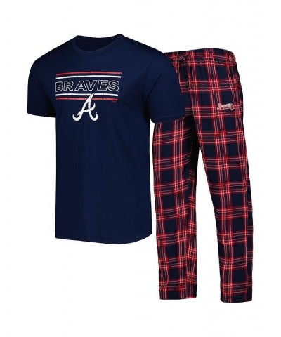 Men's Navy, Red Atlanta Braves Badge T-shirt and Pants Sleep Set $26.40 Pajama