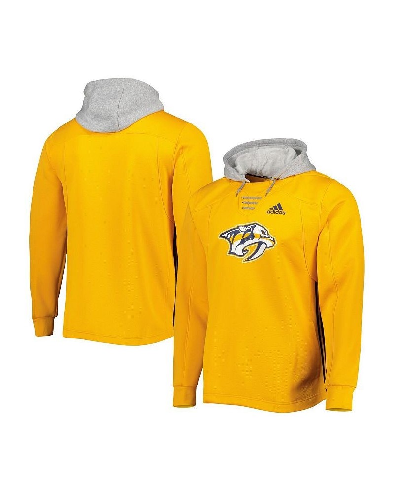 Men's Gold Nashville Predators Skate Lace Primeblue Team Pullover Hoodie $38.25 Sweatshirt