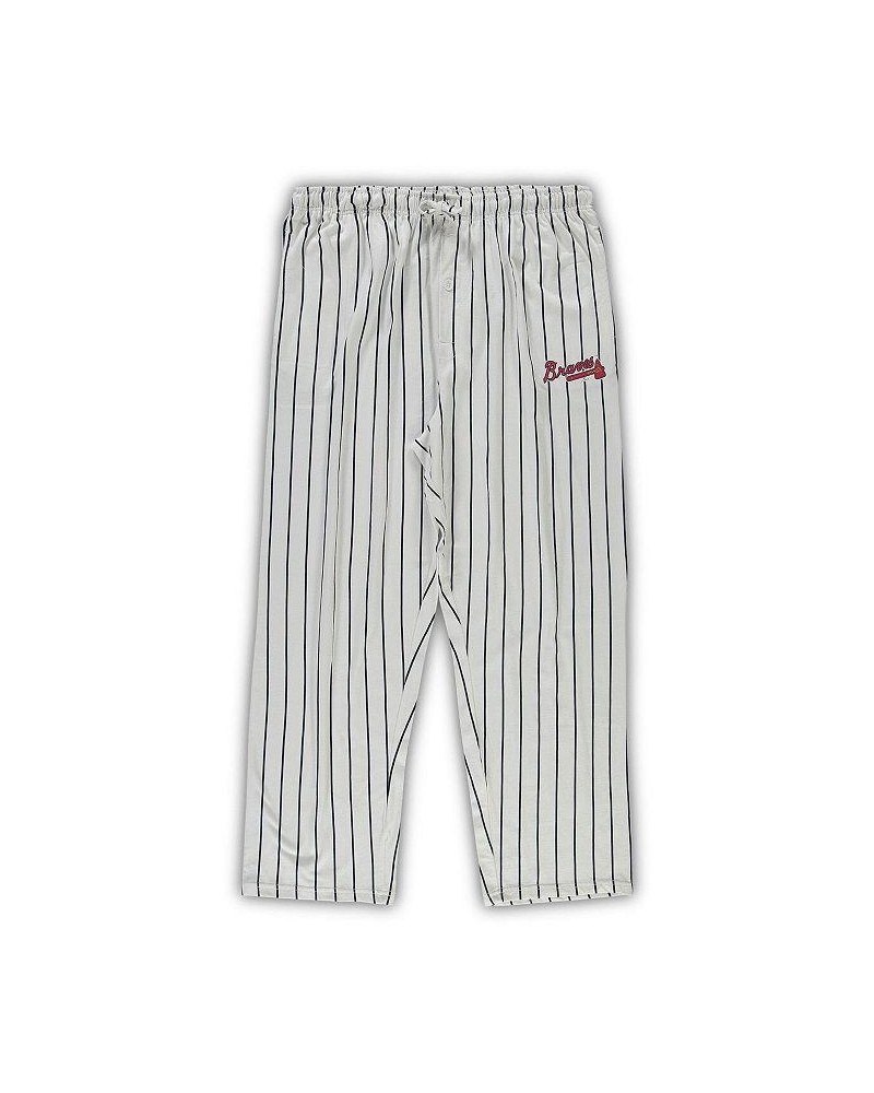 Men's White, Navy Atlanta Braves Big and Tall Pinstripe Sleep Pants $28.20 Pajama