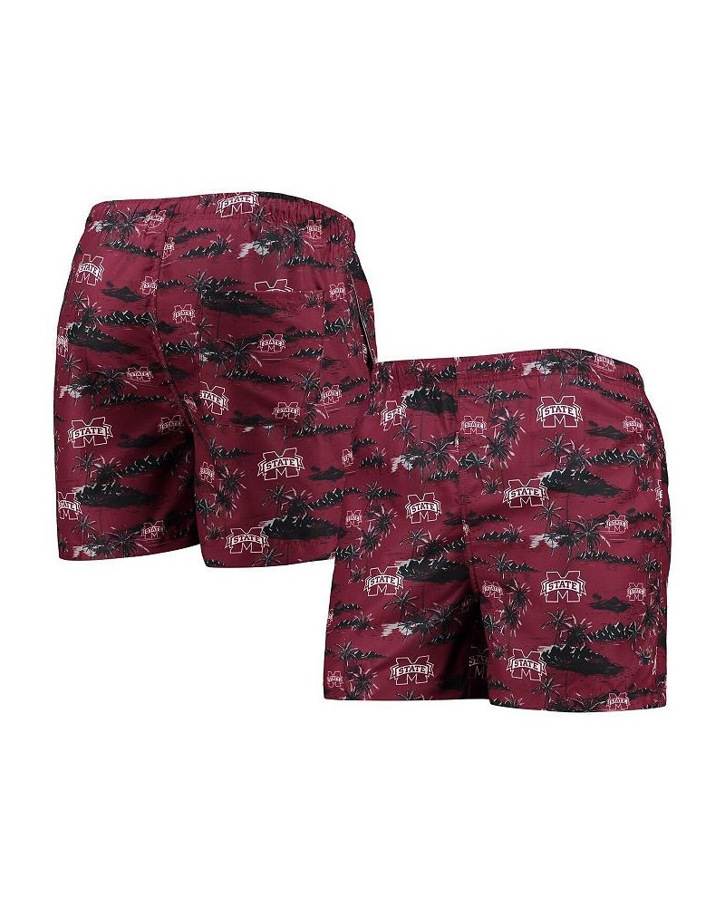 Men's Maroon Mississippi State Bulldogs Island Palm Swim Trunks $25.84 Swimsuits