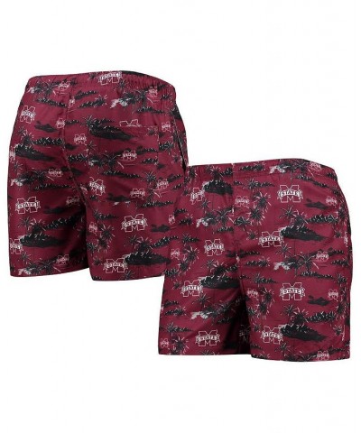 Men's Maroon Mississippi State Bulldogs Island Palm Swim Trunks $25.84 Swimsuits