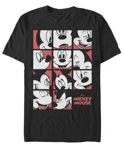 Men's Mickey Mouse Grid Short Sleeve Crew T-shirt Black $19.94 T-Shirts