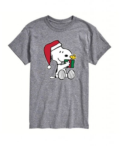 Men's Peanuts Christmas Present Short Sleeve T-shirt Gray $14.00 T-Shirts