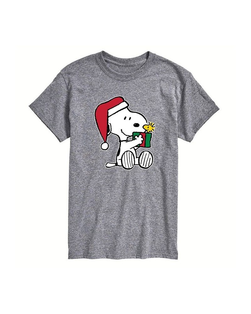 Men's Peanuts Christmas Present Short Sleeve T-shirt Gray $14.00 T-Shirts