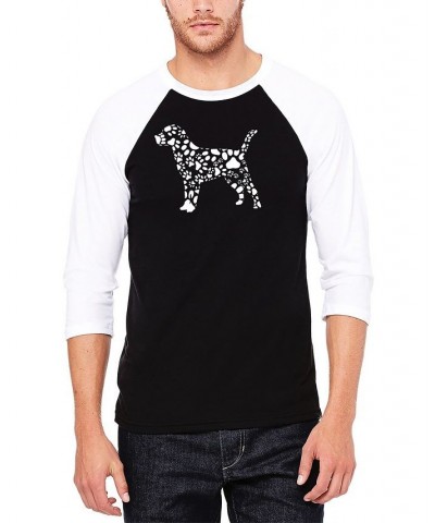 Men's Raglan Baseball 3/4 Sleeve Dog Paw Prints Word Art T-shirt Black, White $26.99 T-Shirts