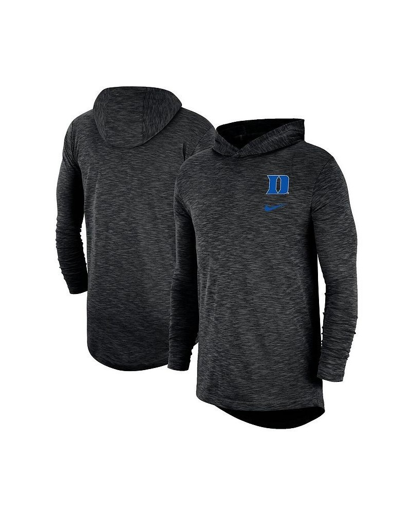 Men's Black Duke Blue Devils Slub Space-Dye Performance Long Sleeve Hoodie T-shirt $25.30 T-Shirts