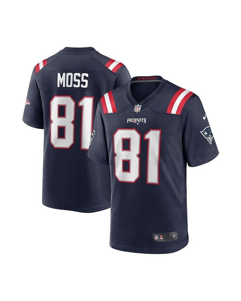 Men's Randy Moss Navy New England Patriots Game Retired Player Jersey $54.60 Jersey