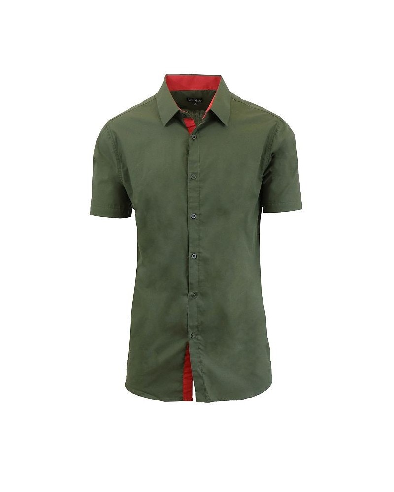 Men's Slim-Fit Short Sleeve Solid Dress Shirts PD03 $17.85 Shirts