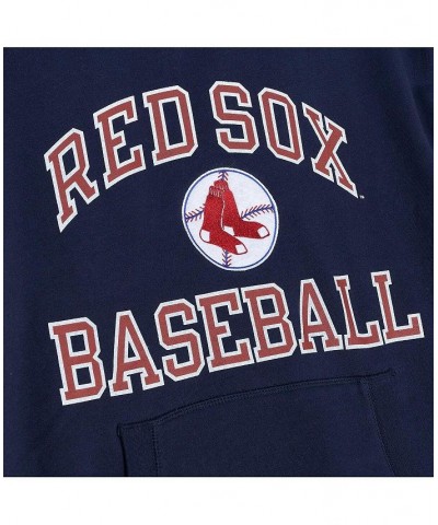 Men's Navy Boston Red Sox Cooperstown Collection Washed Fleece Pullover Short Sleeve Hoodie $48.44 Sweatshirt