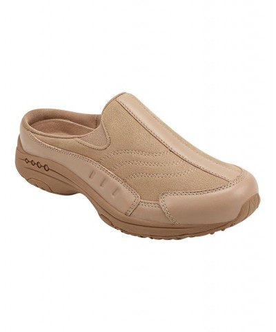 Women's Traveltime Round Toe Casual Slip-on Mules Taupe $27.24 Shoes